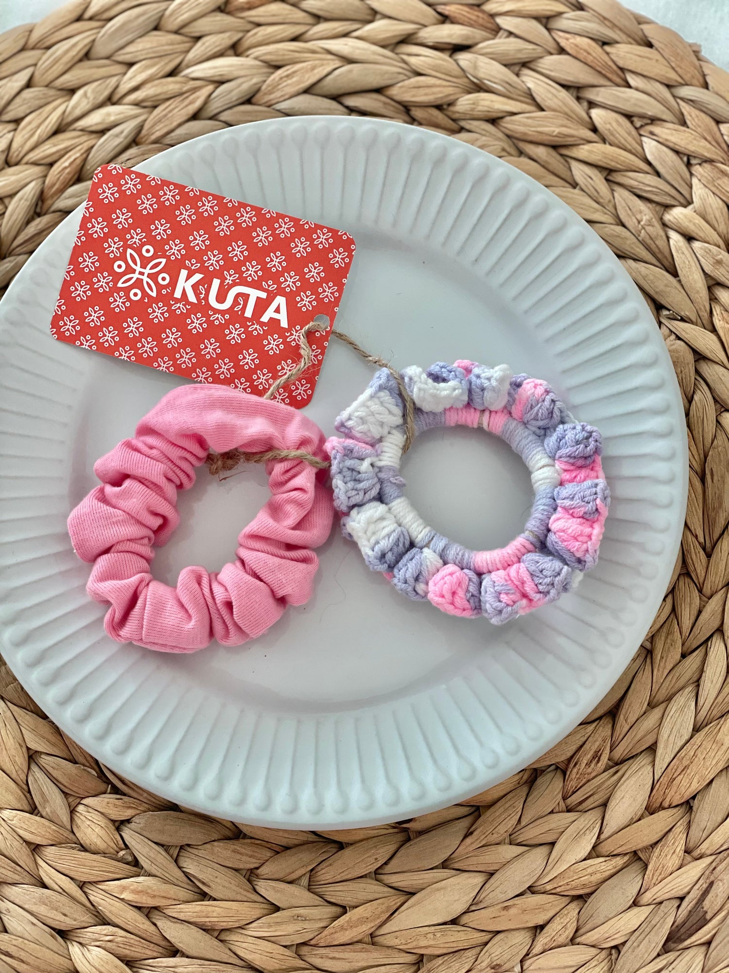 Tie dye crochet scrunchies